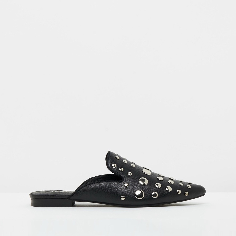 Sol Sana Pointed Toe Studded Black Mules